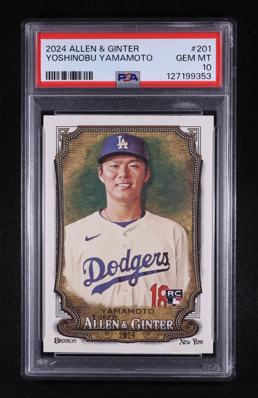 Yoshinobu Yamamoto 2024 Topps Allen and Ginter #201 RC (PSA 10) at PristineAuction.com Yoshinobu Yamamoto 2024 Topps Allen and Ginter #201 RC (PSA 10) at PristineAuction.com