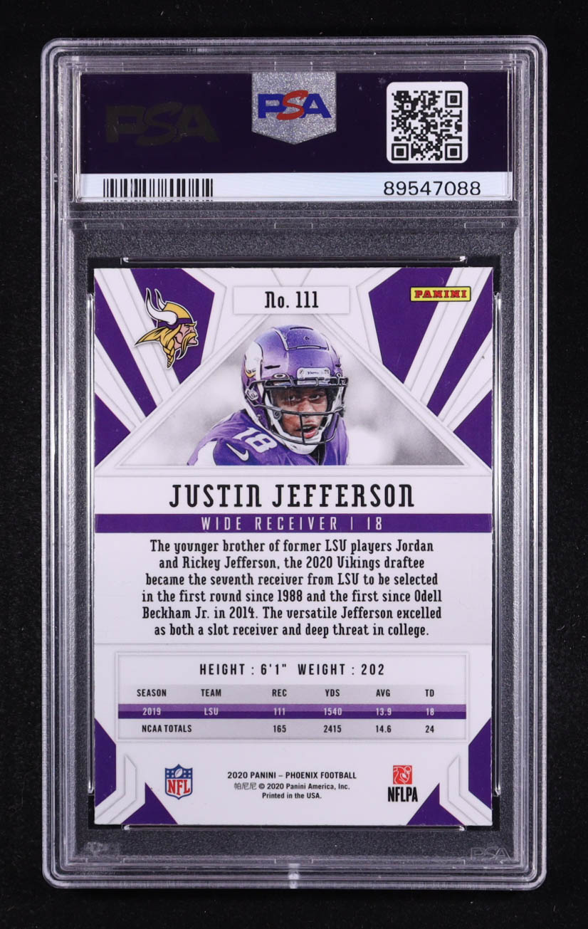 Justin Jefferson 2020 Panini Phoenix Fire Burst #111 RC (PSA 9) at PristineAuction.com Justin Jefferson 2020 Panini Phoenix Fire Burst #111 RC (PSA 9) at PristineAuction.com