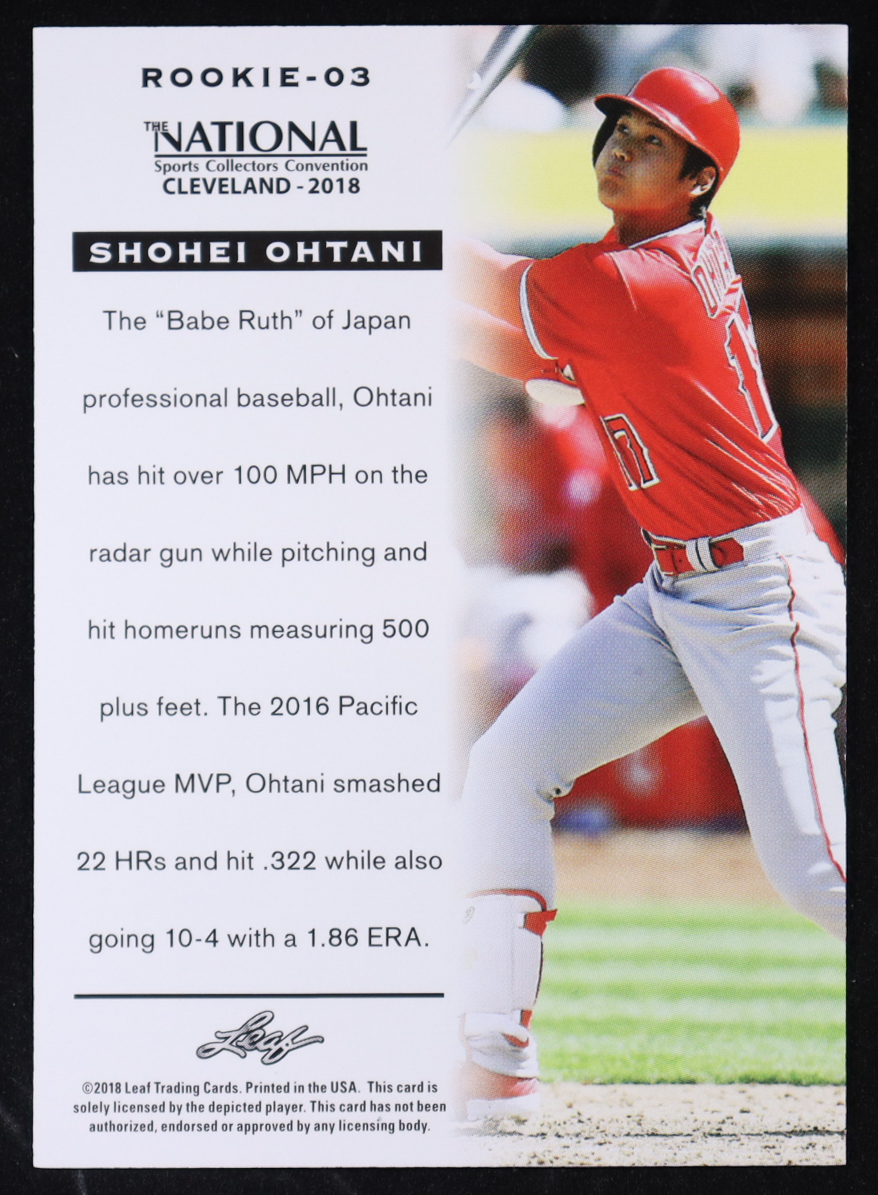 Shohei Ohtani 2018 Leaf National Convention Shohei Ohtani #Rookie03 RC at PristineAuction.com Shohei Ohtani 2018 Leaf National Convention Shohei Ohtani #Rookie03 RC at PristineAuction.com