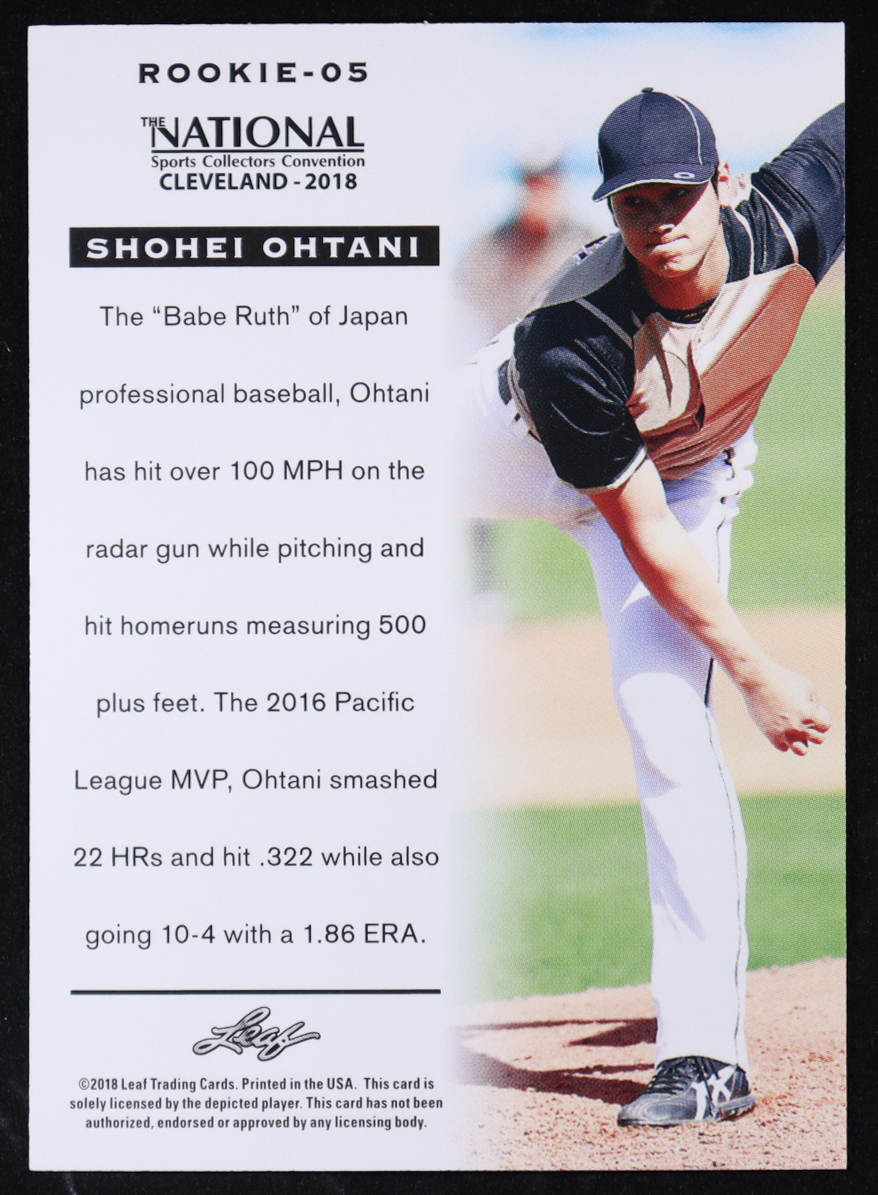 Shohei Ohtani 2018 Leaf National Convention Shohei Ohtani #Rookie05 RC at PristineAuction.com Shohei Ohtani 2018 Leaf National Convention Shohei Ohtani #Rookie05 RC at PristineAuction.com