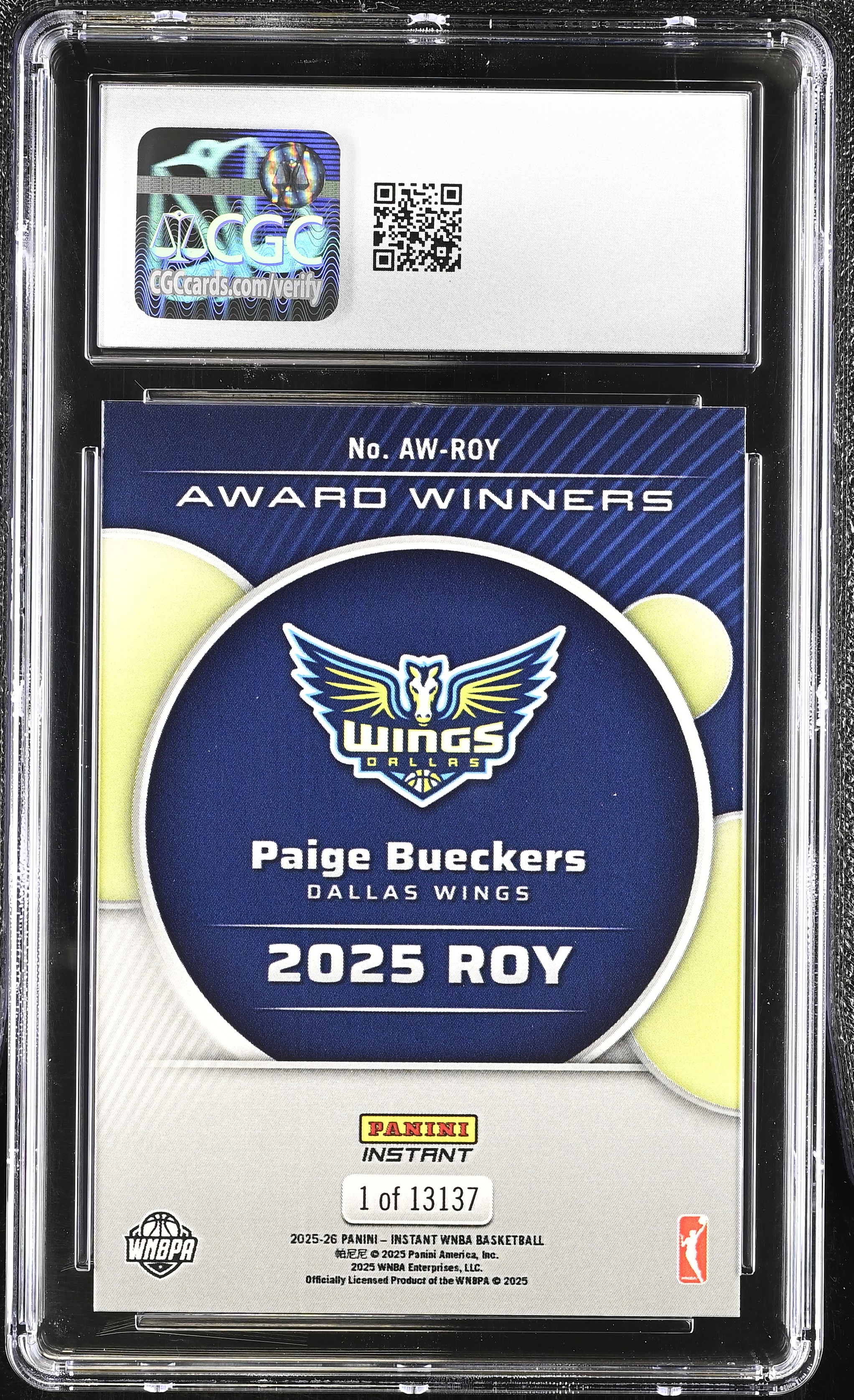 Paige Bueckers 2025-26 Panini Instant WNBA Award Winners #AW-ROY (CGC 10) at PristineAuction.com Paige Bueckers 2025-26 Panini Instant WNBA Award Winners #AW-ROY (CGC 10) at PristineAuction.com