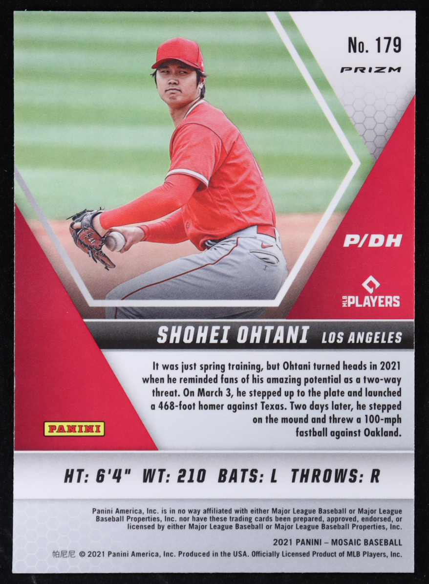 Shohei Ohtani 2021 Panini Mosaic Mosaic Blue Camo #179 at PristineAuction.com Shohei Ohtani 2021 Panini Mosaic Mosaic Blue Camo #179 at PristineAuction.com