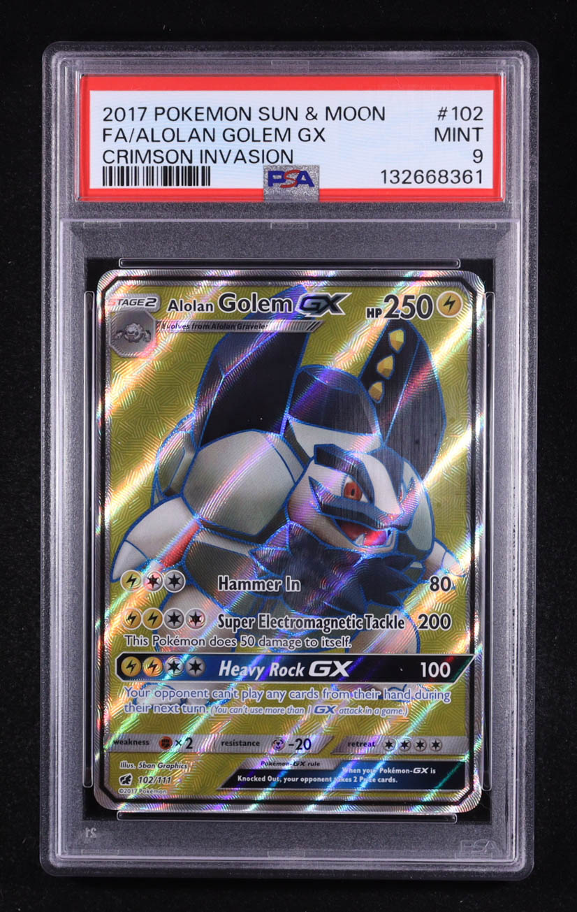 Alolan Golem GX 2017 Pokemon Crimson Invasion #102 Holo (PSA 9) at PristineAuction.com Alolan Golem GX 2017 Pokemon Crimson Invasion #102 Holo (PSA 9) at PristineAuction.com