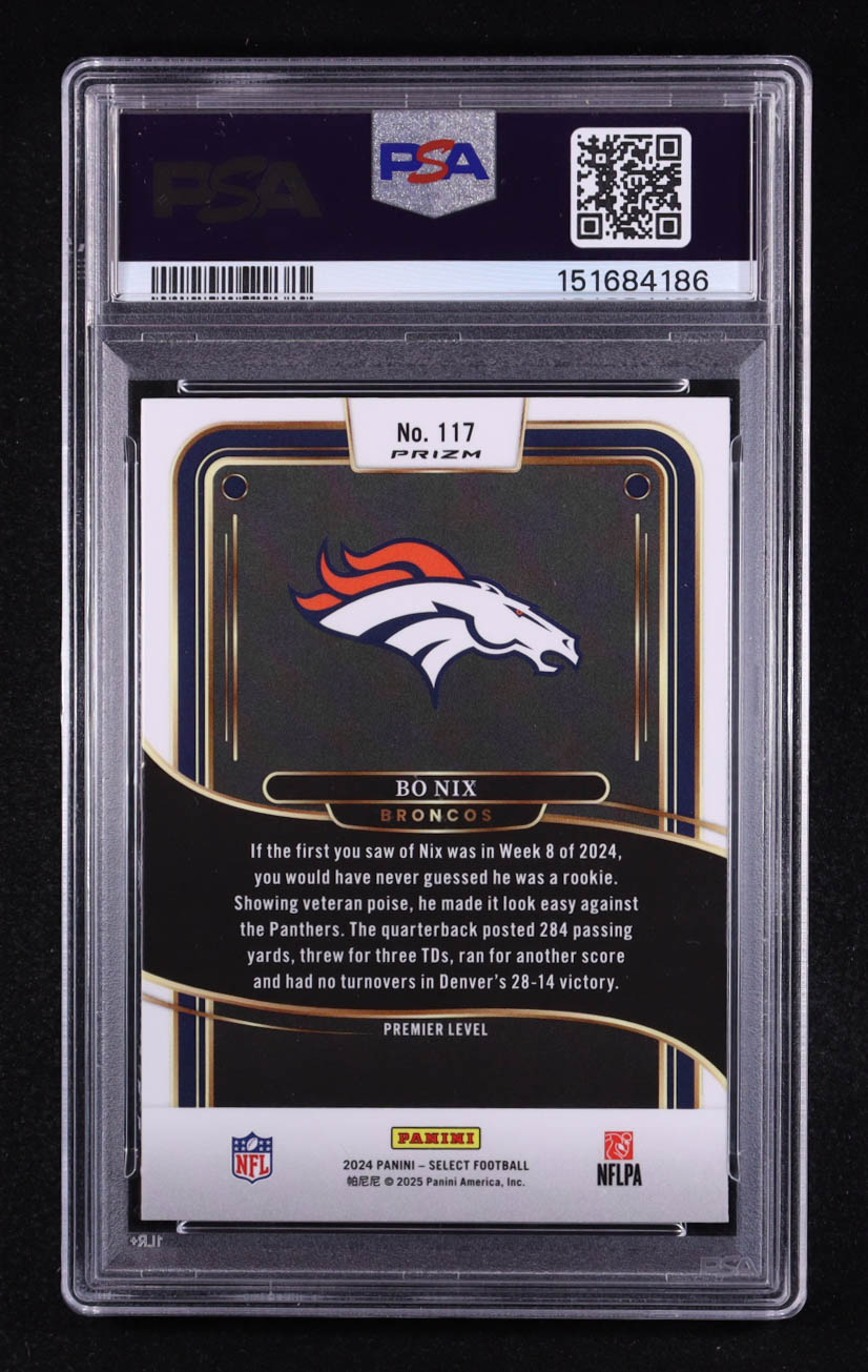 Bo Nix 2024 Select Prizm Red and Yellow Shock #117 RC (PSA 9) at PristineAuction.com Bo Nix 2024 Select Prizm Red and Yellow Shock #117 RC (PSA 9) at PristineAuction.com