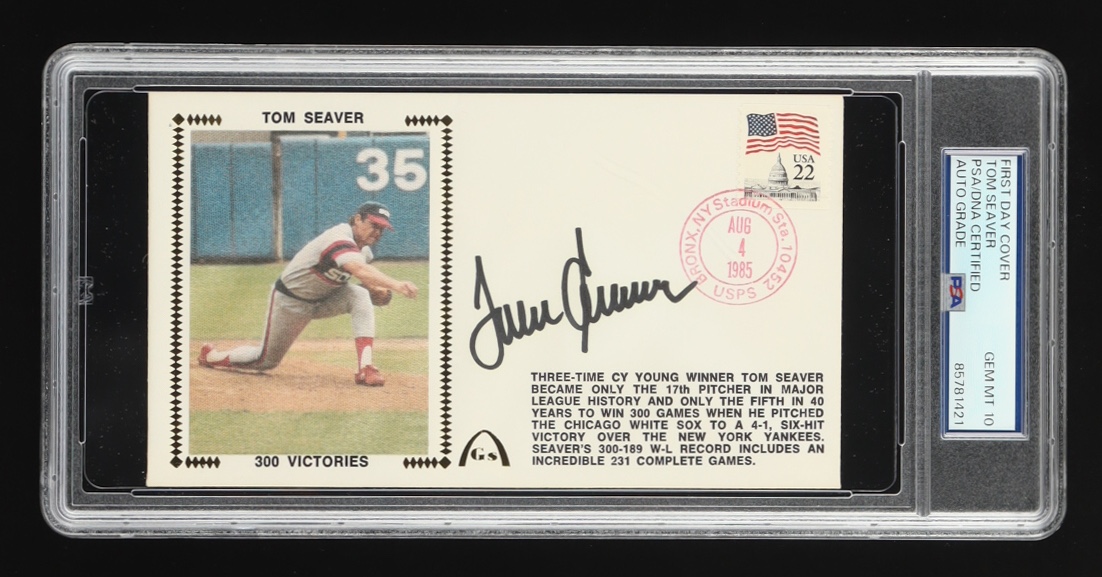 Tom Seaver Signed 1985 "300 Victories" First Day Cover Cachet Envelope (PSA 10) at PristineAuction.com Tom Seaver Signed 1985 "300 Victories" First Day Cover Cachet Envelope (PSA 10) at PristineAuction.com