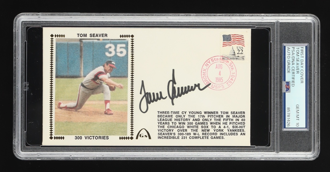 Tom Seaver Signed 1985 "300 Victories" First Day Cover Cachet Envelope (PSA 10) at PristineAuction.com Tom Seaver Signed 1985 "300 Victories" First Day Cover Cachet Envelope (PSA 10) at PristineAuction.com