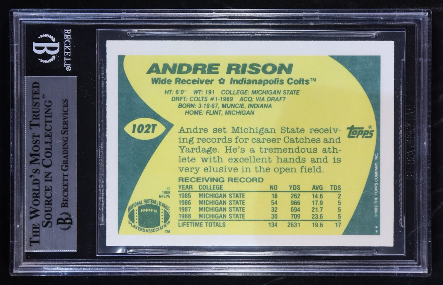 Andre Rison 1989 Topps Traded #102T RC (BGS 8.5) at PristineAuction.com Andre Rison 1989 Topps Traded #102T RC (BGS 8.5) at PristineAuction.com