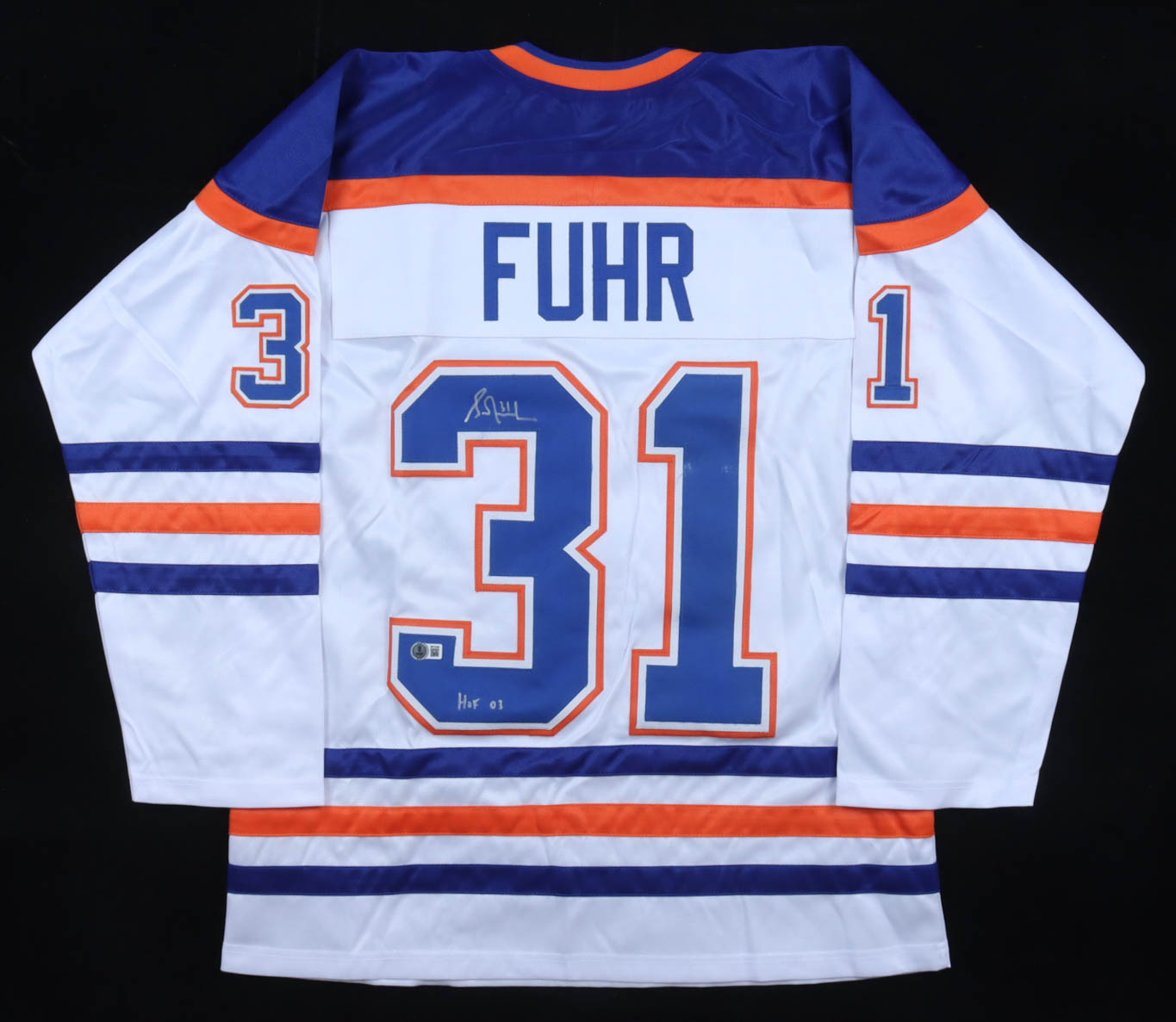 Grant Fuhr Signed Jersey Inscribed "HOF 03" (Beckett) at PristineAuction.com Grant Fuhr Signed Jersey Inscribed "HOF 03" (Beckett) at PristineAuction.com
