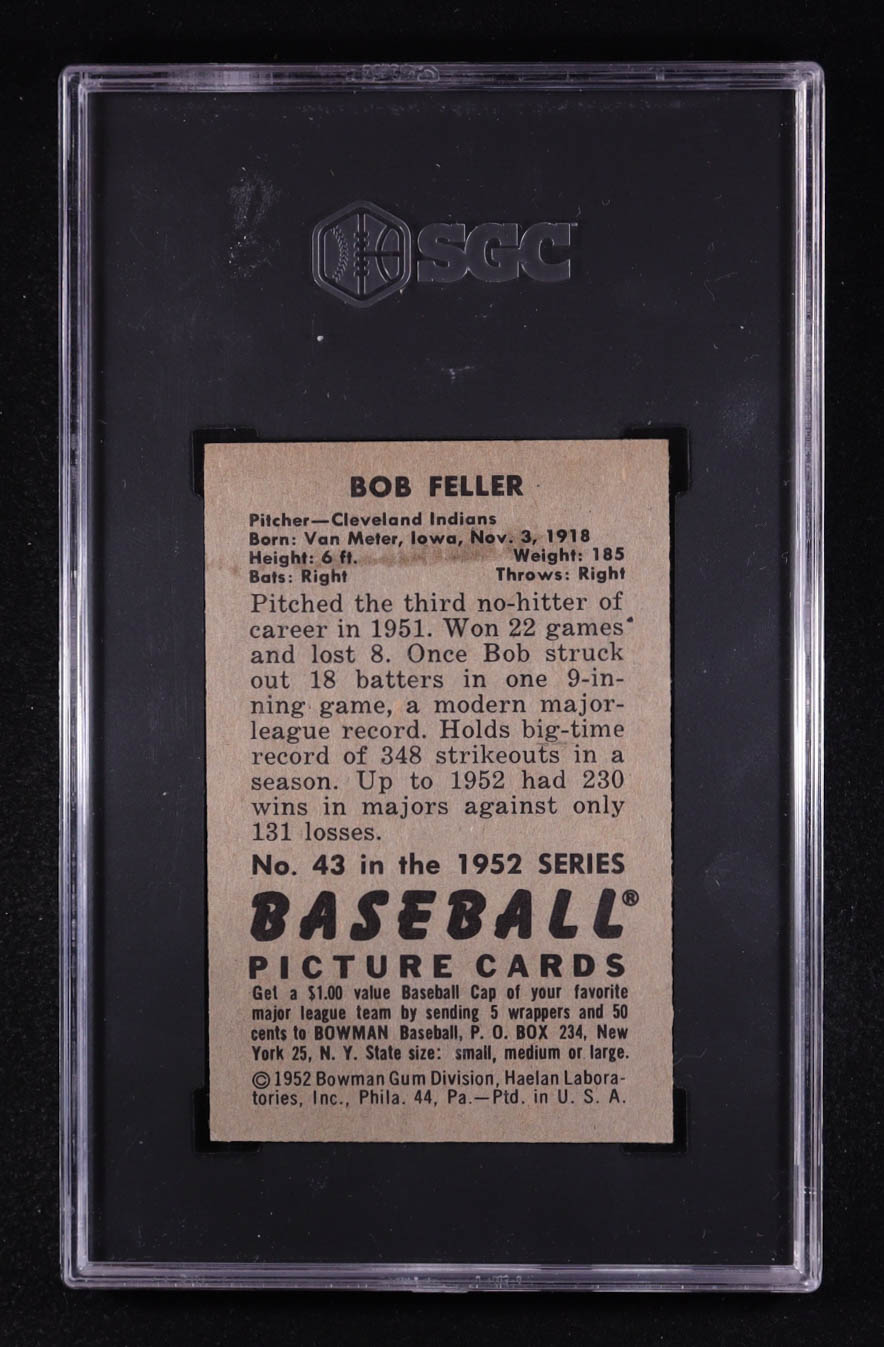 Bob Feller 1952 Bowman #43 (SGC 6) at PristineAuction.com Bob Feller 1952 Bowman #43 (SGC 6) at PristineAuction.com