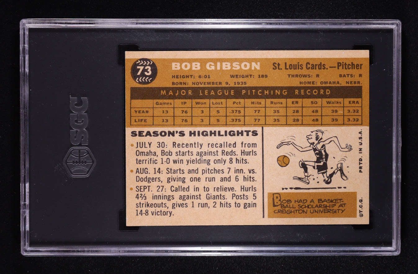 Bob Gibson 1960 Topps #73 (SGC 6) at PristineAuction.com Bob Gibson 1960 Topps #73 (SGC 6) at PristineAuction.com