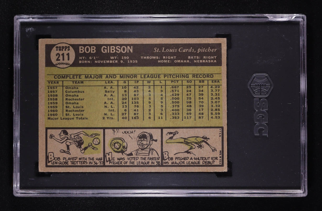 Bob Gibson 1961 Topps #211 (SGC 3) at PristineAuction.com Bob Gibson 1961 Topps #211 (SGC 3) at PristineAuction.com