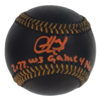 Cristian Javier Signed OML Black Leather Baseball Inscribed "2022 WS Game 4 No Hitter" (Beckett) at PristineAuction.com