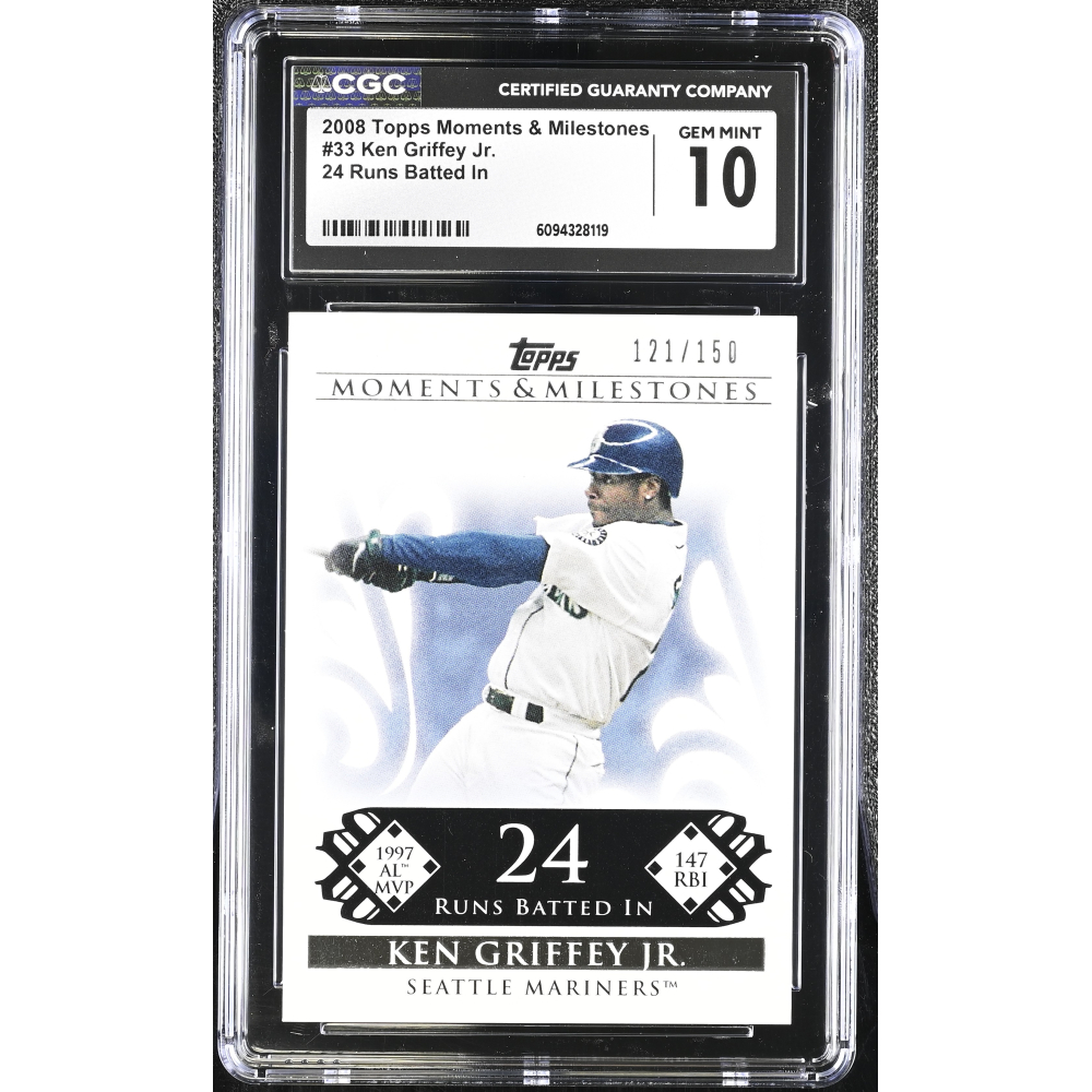 Ken Griffey Jr. 2008 Topps Moments & Milestones 24 Runs Batted In #33 #121/150 (CGC 10) at PristineAuction.com