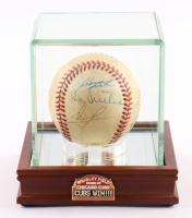 "Cubs Greats" ONL Baseball With Display Case Signed By (8) With Ernie Banks, Ryne Sandberg, and Andre Dawson (PSA) at PristineAuction.com