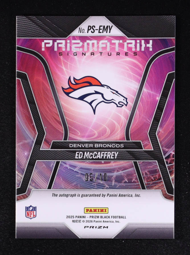 Ed McCaffrey 2025 Panini Prizm Black Prizmatrix Signatures Prizms Gold #21 #5/10 at PristineAuction.com Ed McCaffrey 2025 Panini Prizm Black Prizmatrix Signatures Prizms Gold #21 #5/10 at PristineAuction.com