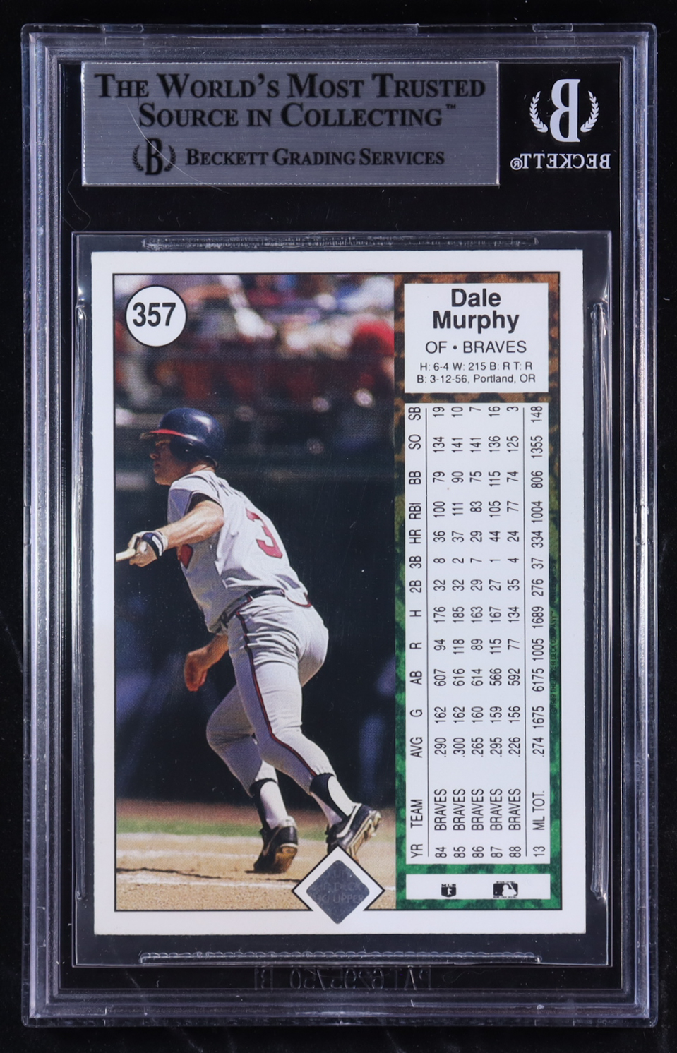 Dale Murphy 1989 Upper Deck COR #357B (BGS 8.5) at PristineAuction.com Dale Murphy 1989 Upper Deck COR #357B (BGS 8.5) at PristineAuction.com