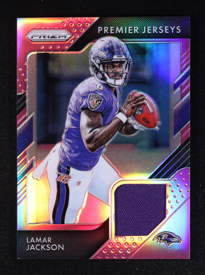 Lamar Jackson 2018 Panini Prizm Prizm Premier Jerseys Pink #12 RC at PristineAuction.com Lamar Jackson 2018 Panini Prizm Prizm Premier Jerseys Pink #12 RC at PristineAuction.com