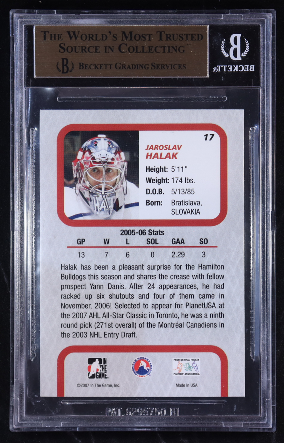 Jaroslav Halak 2006-07 Between The Pipes #17 (BGS 9.5) at PristineAuction.com Jaroslav Halak 2006-07 Between The Pipes #17 (BGS 9.5) at PristineAuction.com