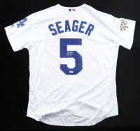 Corey Seager Signed Dodgers Majestic Authentic Jersey With 2017 World Series Patch (PSA) at PristineAuction.com