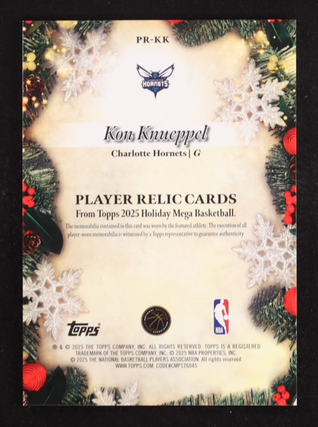Kon Knueppel 2025-26 Topps Holiday Relics #PRKK RC at PristineAuction.com Kon Knueppel 2025-26 Topps Holiday Relics #PRKK RC at PristineAuction.com