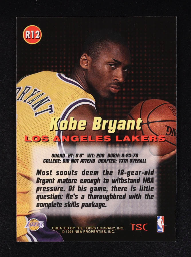 Kobe Bryant 1996-97 Stadium Club Rookies 1 #R12 RC at PristineAuction.com Kobe Bryant 1996-97 Stadium Club Rookies 1 #R12 RC at PristineAuction.com