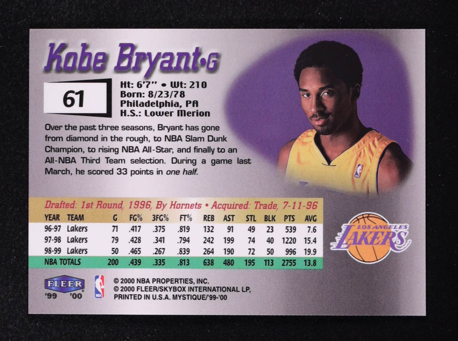 Kobe Bryant 1999-00 Fleer Mystique #61 at PristineAuction.com Kobe Bryant 1999-00 Fleer Mystique #61 at PristineAuction.com