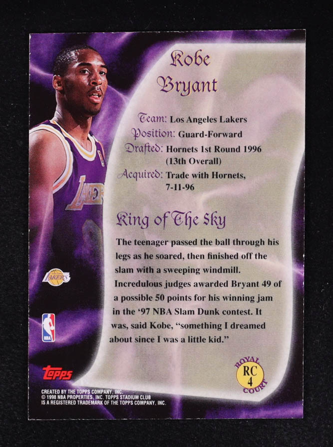 Kobe Bryant 1997-98 Stadium Club Royal Court #RC4 at PristineAuction.com Kobe Bryant 1997-98 Stadium Club Royal Court #RC4 at PristineAuction.com