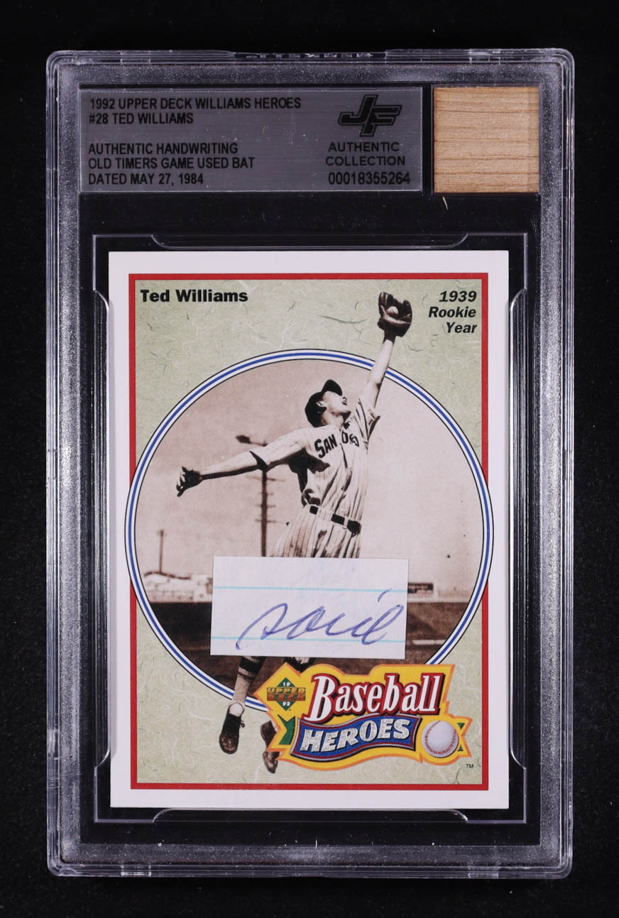 Ted Williams 1992 Upper Deck Baseball Heroes #28 With Game Used Bat-Relic (BGS) at PristineAuction.com Ted Williams 1992 Upper Deck Baseball Heroes #28 With Game Used Bat-Relic (BGS) at PristineAuction.com