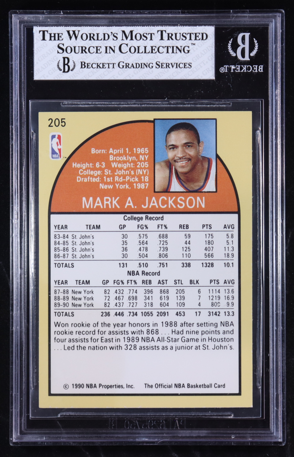 Mark Jackson 1990-91 Hoops #205 (BGS 8) at PristineAuction.com Mark Jackson 1990-91 Hoops #205 (BGS 8) at PristineAuction.com