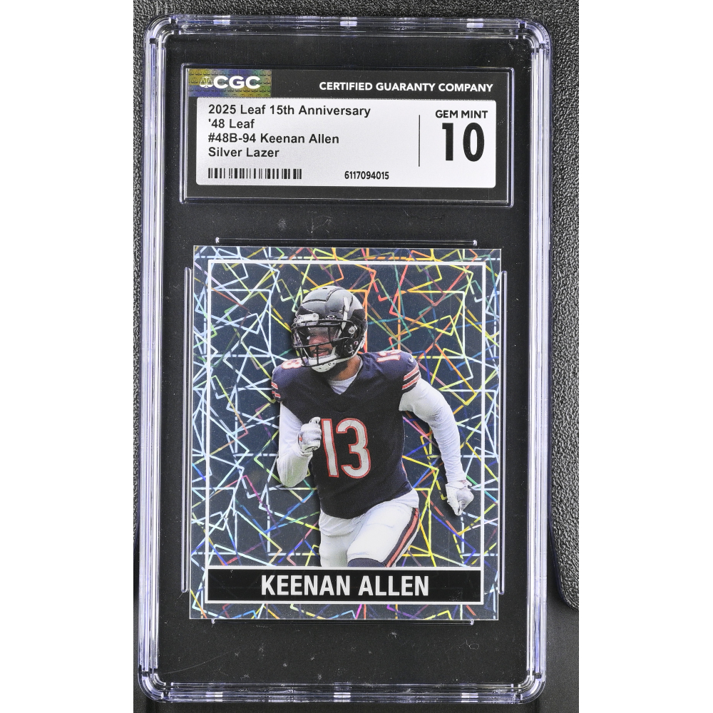 Keenan Allen 2025 Leaf 15th Anniversary '48 Leaf Silver Lazer #48B-94 #14/15 (CGC 10) at PristineAuction.com