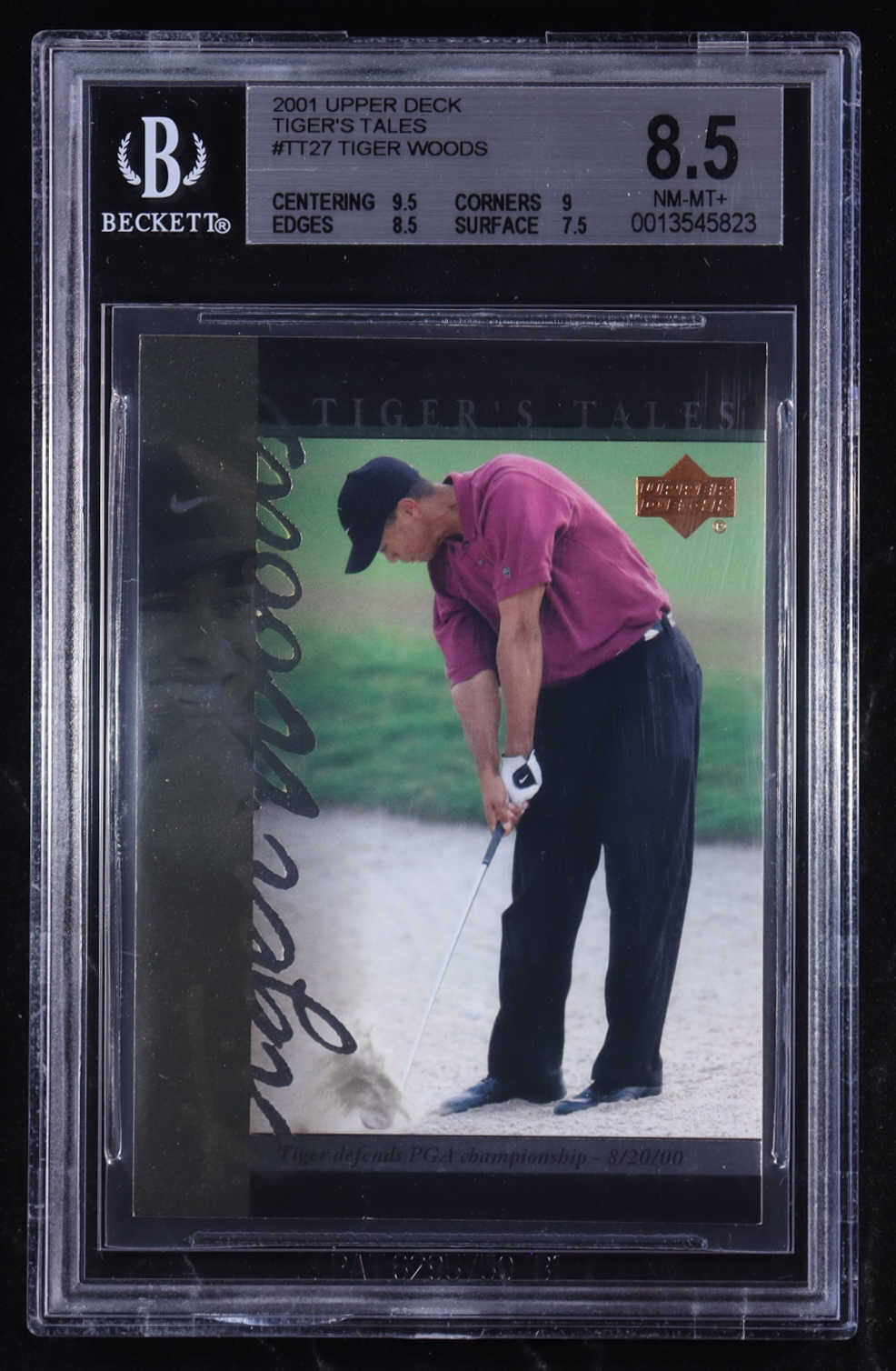 Tiger Woods 2001 Upper Deck Tiger's Tales #TT27 RC (BGS 8.5) at PristineAuction.com Tiger Woods 2001 Upper Deck Tiger's Tales #TT27 RC (BGS 8.5) at PristineAuction.com