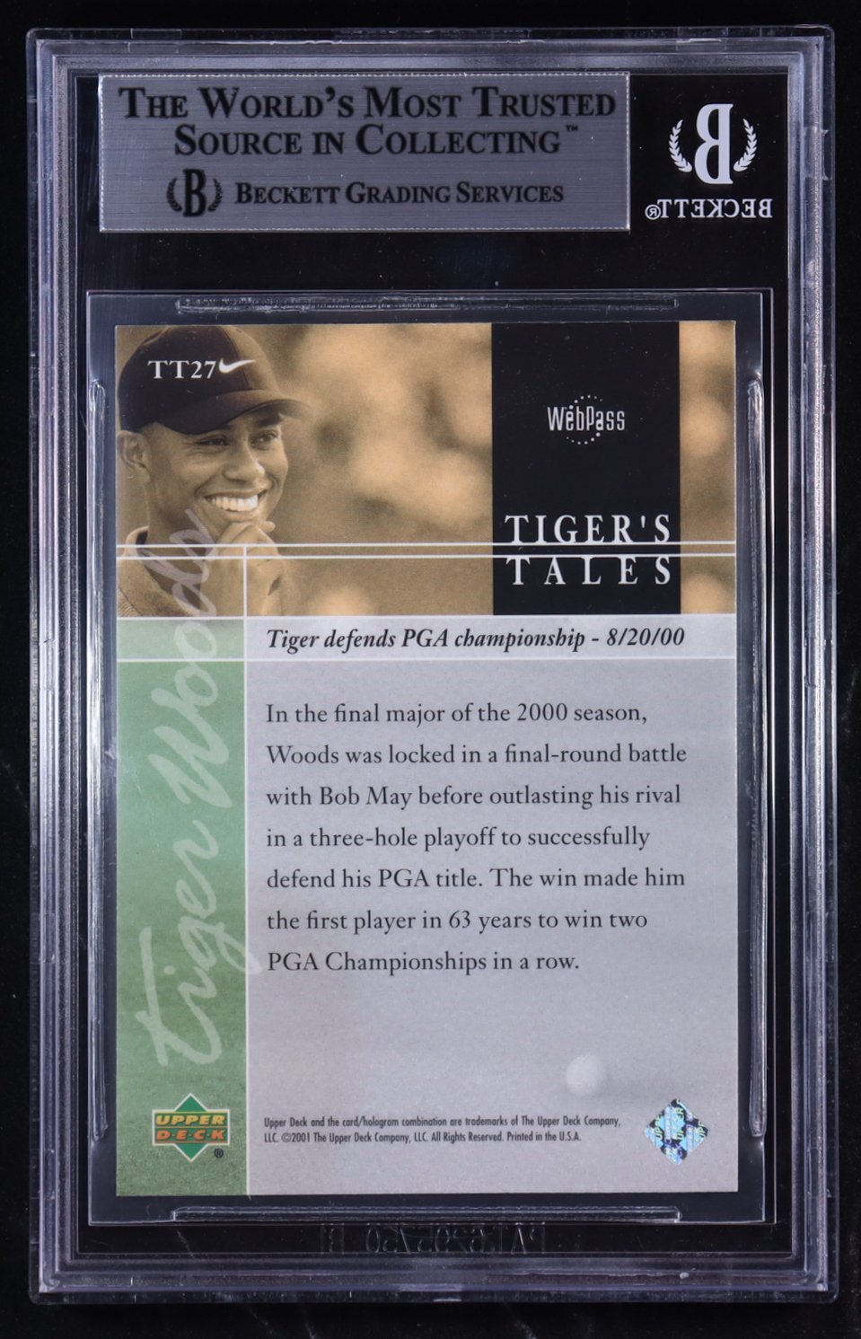 Tiger Woods 2001 Upper Deck Tiger's Tales #TT27 RC (BGS 8.5) at PristineAuction.com Tiger Woods 2001 Upper Deck Tiger's Tales #TT27 RC (BGS 8.5) at PristineAuction.com