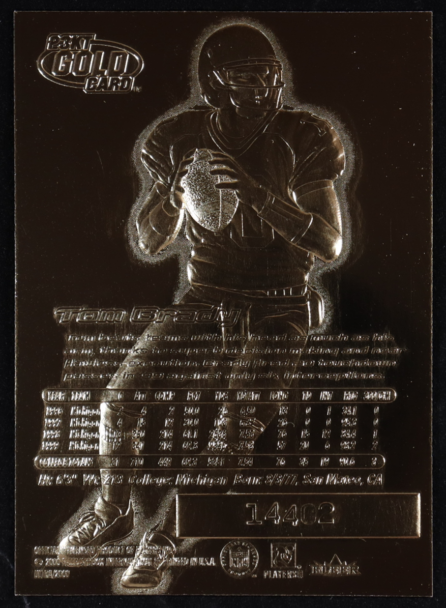 Tom Brady 2000 Fleer Ultra 23KT Gold Black Metallic Signature Series #NNO RC at PristineAuction.com Tom Brady 2000 Fleer Ultra 23KT Gold Black Metallic Signature Series #NNO RC at PristineAuction.com