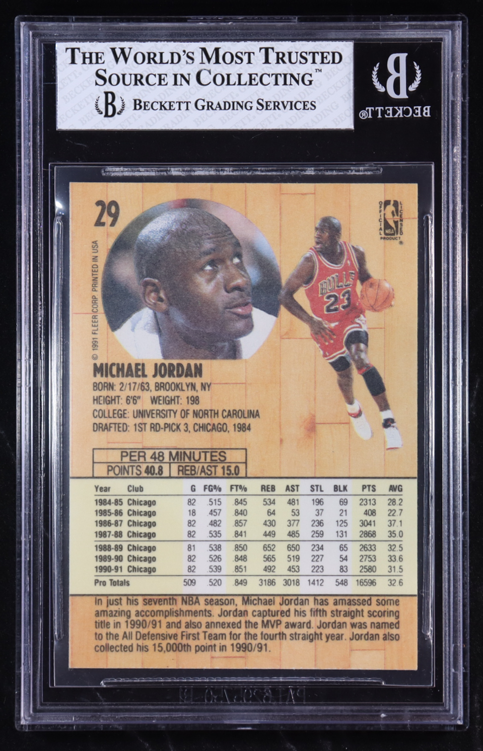Michael Jordan 1991-92 Fleer #29 (BGS 8) at PristineAuction.com Michael Jordan 1991-92 Fleer #29 (BGS 8) at PristineAuction.com