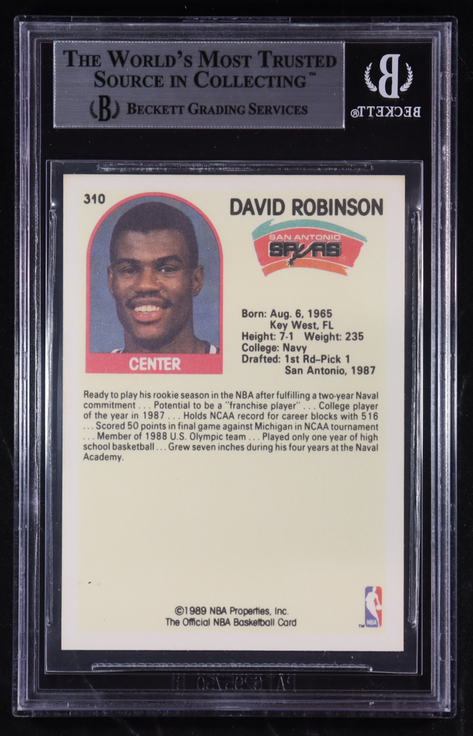 David Robinson 1989-90 NBA Hoops IA #310 RC (BGS 9) at PristineAuction.com David Robinson 1989-90 NBA Hoops IA #310 RC (BGS 9) at PristineAuction.com