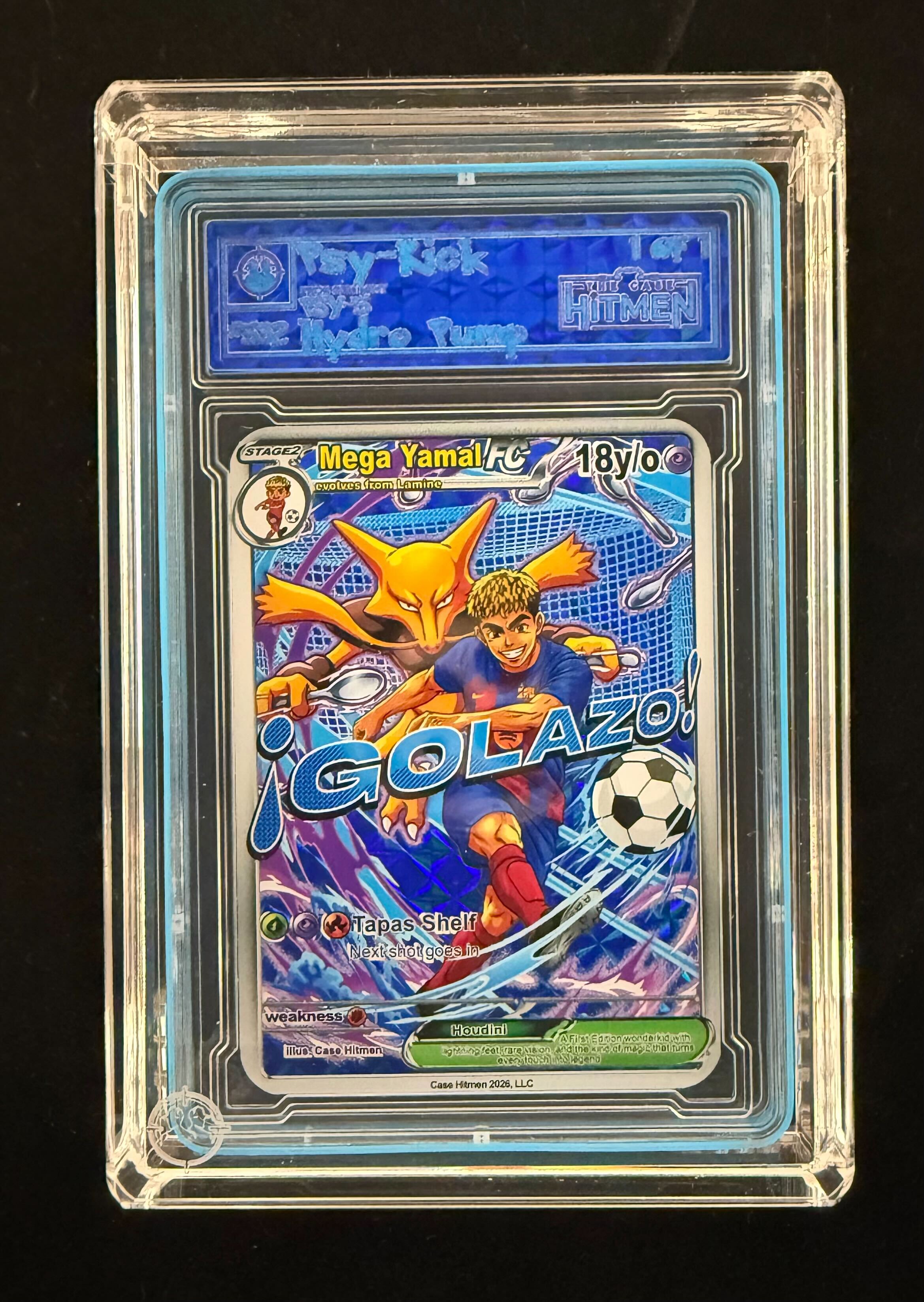 Lamine Yamal - Psy-Kick - Hydro Pump - 2026 The Case Hitmen 1/1 Custom Art Card with Display Case at PristineAuction.com Lamine Yamal - Psy-Kick - Hydro Pump - 2026 The Case Hitmen 1/1 Custom Art Card with Display Case at PristineAuction.com