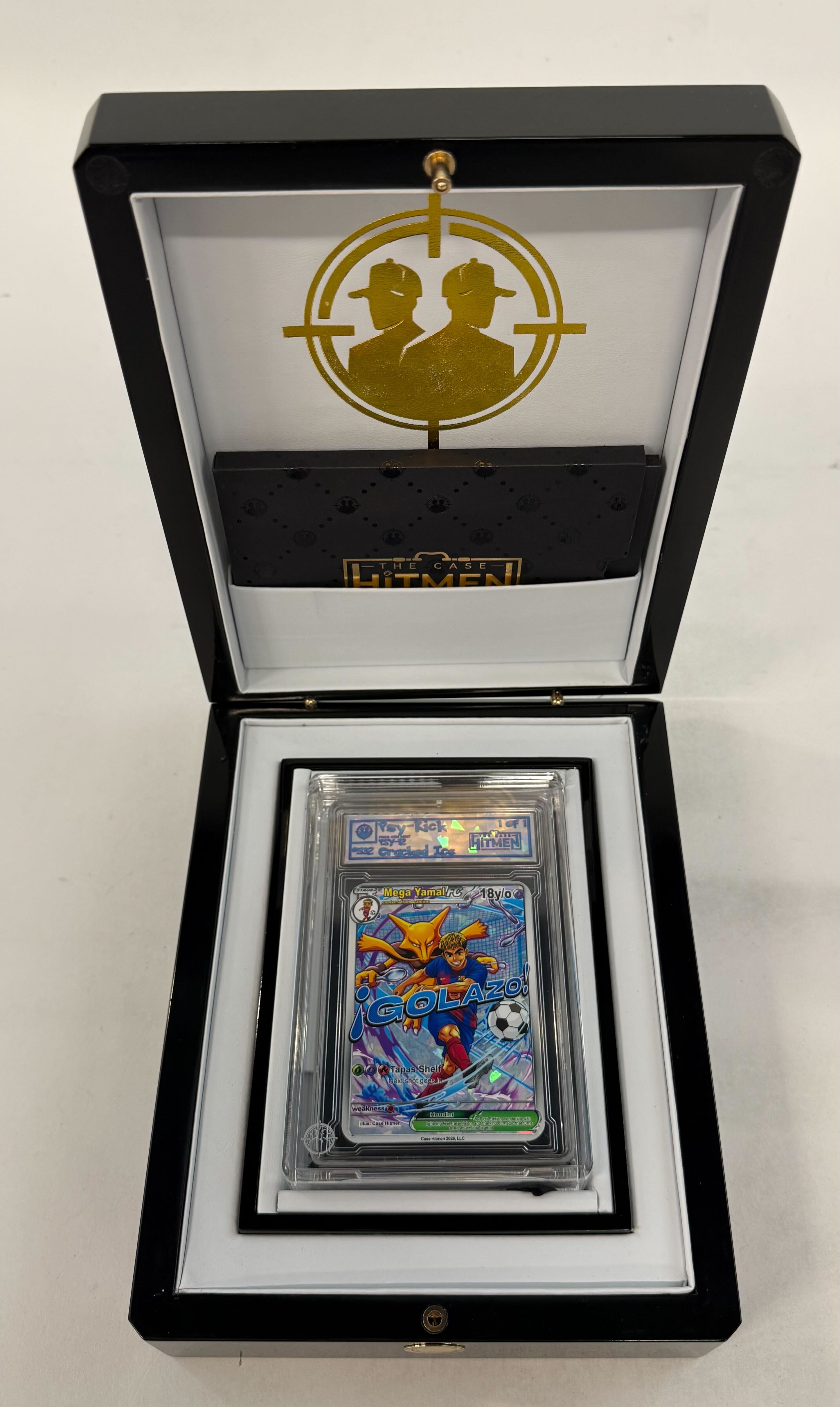 Lamine Yamal - Psy-Kick - Cracked Ice - 2026 The Case Hitmen 1/1 Custom Art Card with Display Case at PristineAuction.com Lamine Yamal - Psy-Kick - Cracked Ice - 2026 The Case Hitmen 1/1 Custom Art Card with Display Case at PristineAuction.com