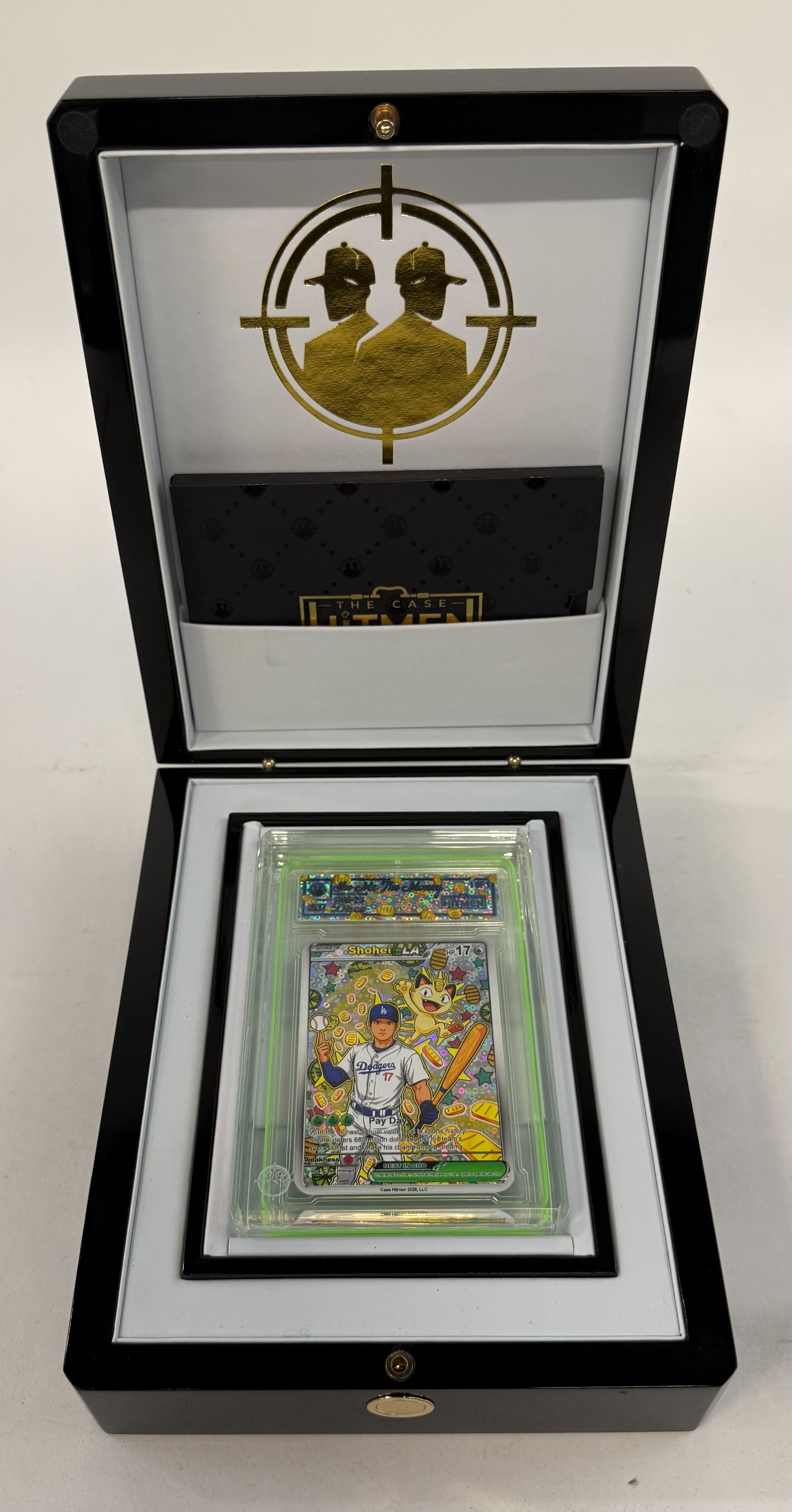 Shohei Ohtani - Sho-Me The Money - Disco - 2026 The Case Hitmen 1/1 Custom Art Card with Display Case at PristineAuction.com Shohei Ohtani - Sho-Me The Money - Disco - 2026 The Case Hitmen 1/1 Custom Art Card with Display Case at PristineAuction.com