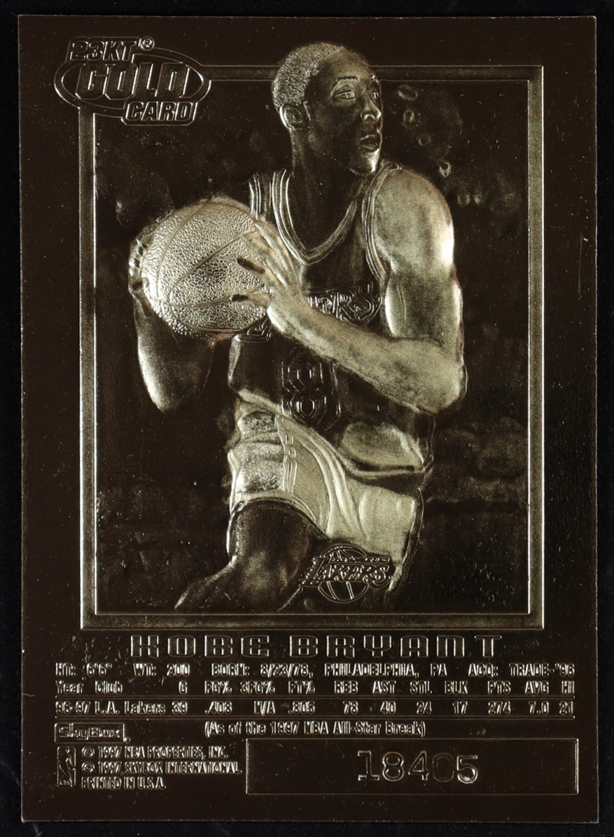 Kobe Bryant 1996-97 Skybox EX-2000 23KT Gold Card Blue Sky #NNO RC at PristineAuction.com Kobe Bryant 1996-97 Skybox EX-2000 23KT Gold Card Blue Sky #NNO RC at PristineAuction.com
