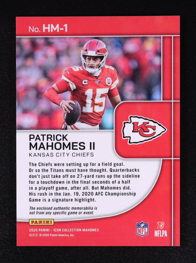Patrick Mahomes II 2025 Panini Authentically Mahomes Highlight Materials #1 at PristineAuction.com Patrick Mahomes II 2025 Panini Authentically Mahomes Highlight Materials #1 at PristineAuction.com