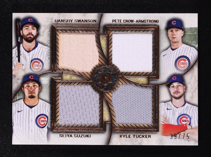 Seiya Suzuki / Dansby Swanson / Kyle Tucker / Pete Crow-Armstrong 2025 Topps Museum Collection Primary Pieces Four Player Quad Relics Copper #FPQRSCST #39/75 at PristineAuction.com Seiya Suzuki / Dansby Swanson / Kyle Tucker / Pete Crow-Armstrong 2025 Topps Museum Collection Primary Pieces Four Player Quad Relics Copper #FPQRSCST #39/75 at PristineAuction.com