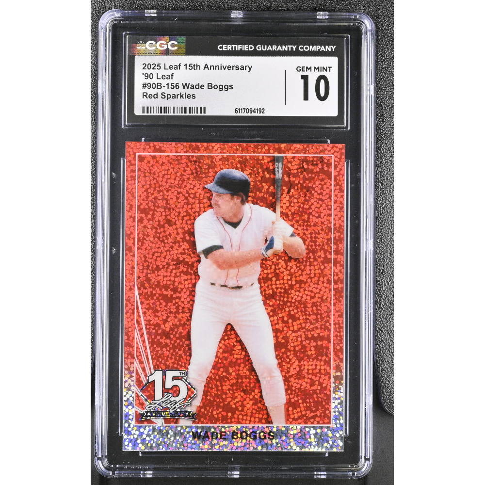 Wade Boggs 2025 Leaf 15th Anniversary '90 Leaf Red Sparkles #90B-156 #2/3 (CGC 10) at PristineAuction.com