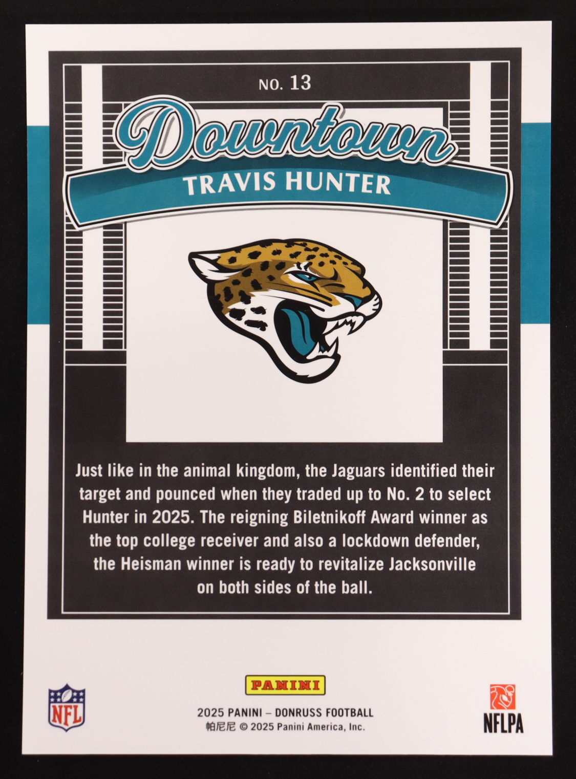 Travis Hunter 2025 Donruss Downtown! Oversize #13 RC at PristineAuction.com Travis Hunter 2025 Donruss Downtown! Oversize #13 RC at PristineAuction.com