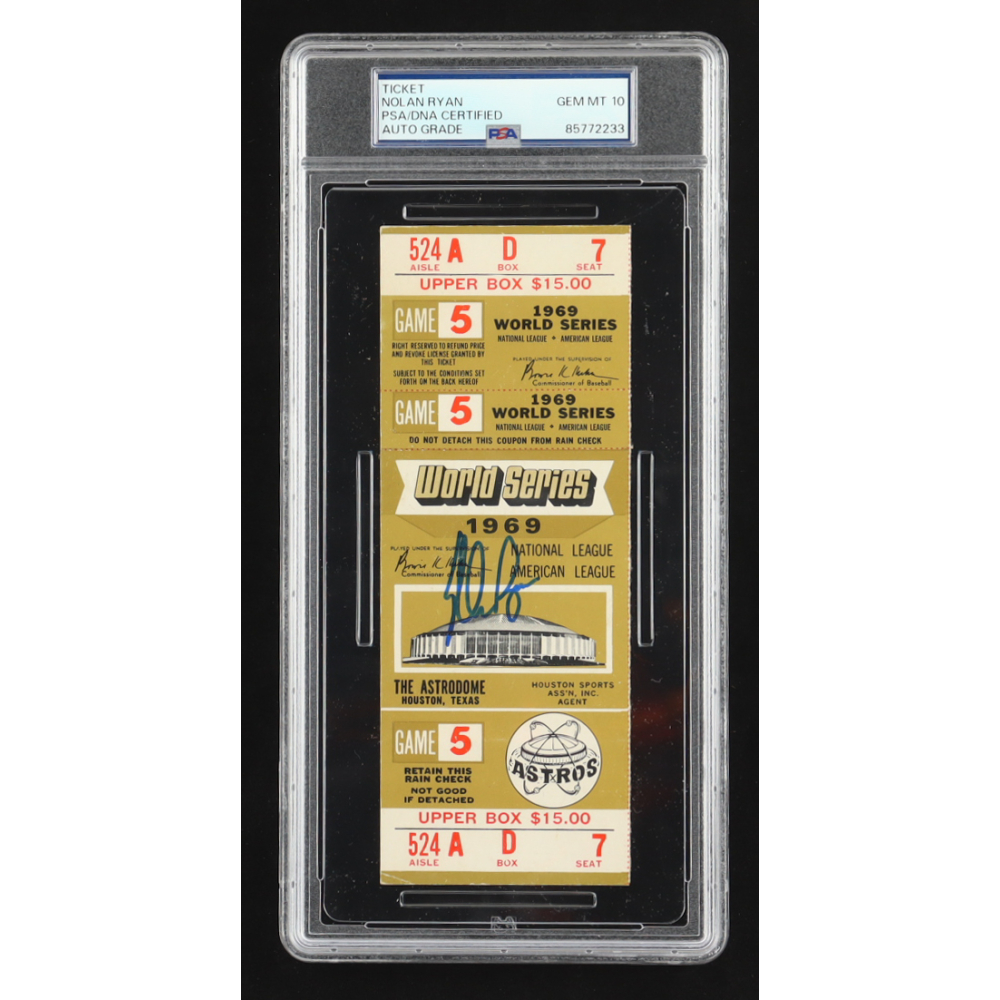 Nolan Ryan Signed 1969 Original World Series Game Ticket (PSA Auto