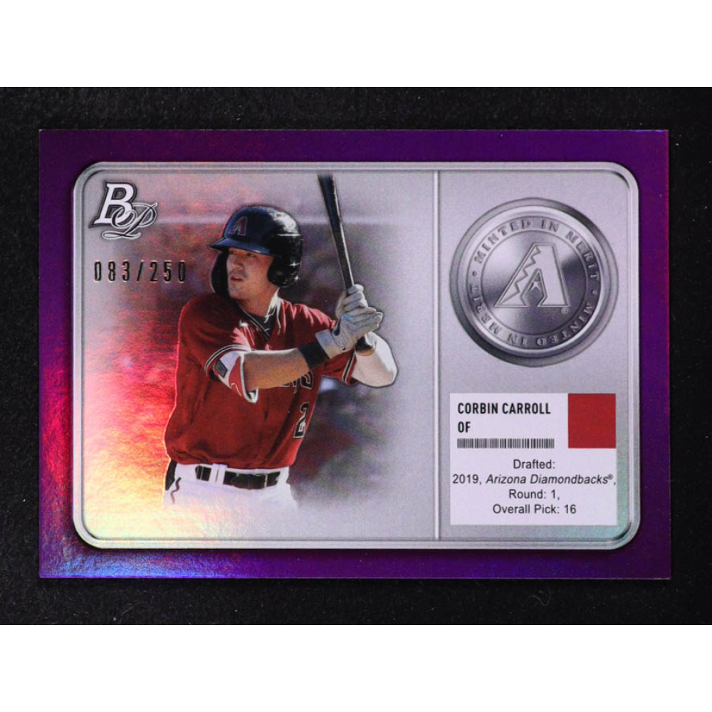 Corbin Carroll 2022 Bowman Platinum Minted in Merit Purple #MM1 #083/250 at PristineAuction.com