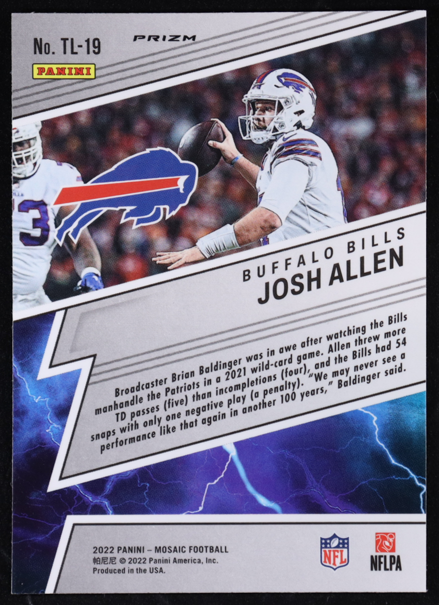 Josh Allen 2022 Panini Mosaic Thunder Lane Mosaic Green #19 at PristineAuction.com Josh Allen 2022 Panini Mosaic Thunder Lane Mosaic Green #19 at PristineAuction.com