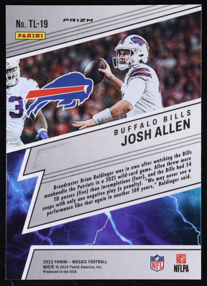 Josh Allen 2022 Panini Mosaic Thunder Lane Mosaic #19 at PristineAuction.com Josh Allen 2022 Panini Mosaic Thunder Lane Mosaic #19 at PristineAuction.com
