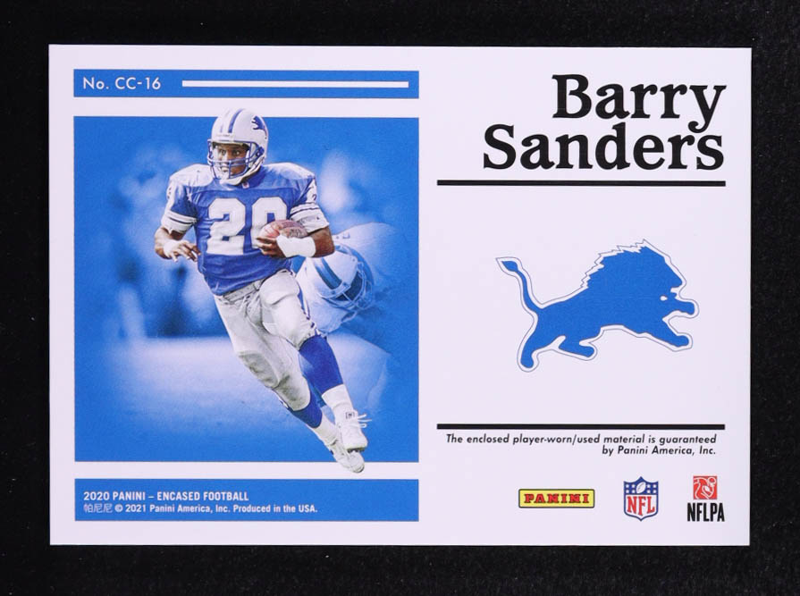 Barry Sanders 2020 Panini Encased Century Collection Materials Sapphire #16 #25/35 at PristineAuction.com Barry Sanders 2020 Panini Encased Century Collection Materials Sapphire #16 #25/35 at PristineAuction.com