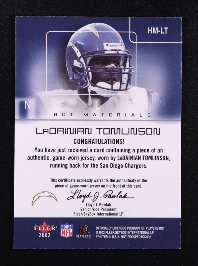 LaDainian Tomlinson 2002 Hot Prospects Hot Materials #HMLT at PristineAuction.com LaDainian Tomlinson 2002 Hot Prospects Hot Materials #HMLT at PristineAuction.com