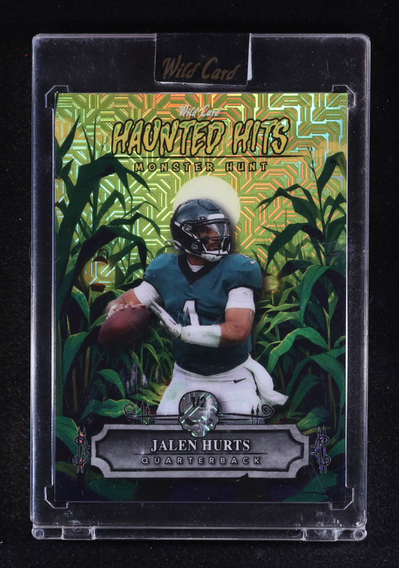 Jalen Hurts 2025 Wild Card Haunted Hits Monster Hunt Yellow Cornfield Mojo #JH #1/2 at PristineAuction.com Jalen Hurts 2025 Wild Card Haunted Hits Monster Hunt Yellow Cornfield Mojo #JH #1/2 at PristineAuction.com